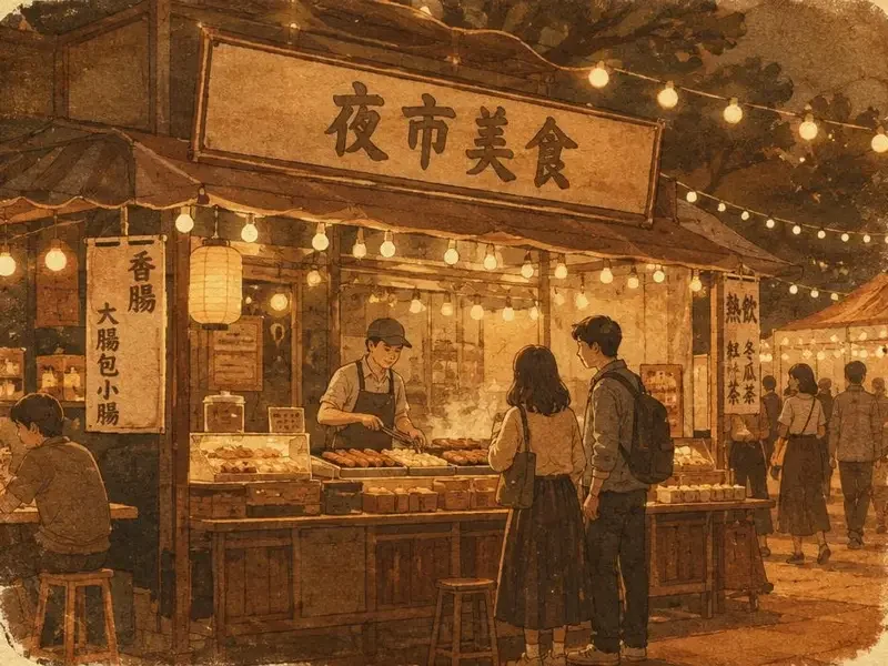 复古插画风格的老旧天台观星场景